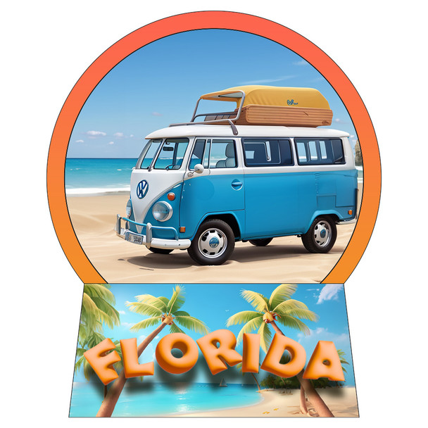 F5267 Snow Globe Magnet VW Bus FL