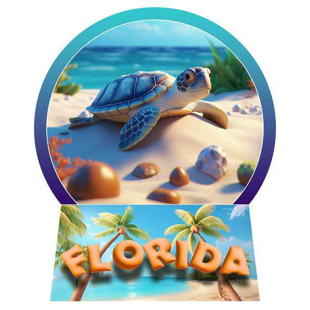 F5268 Snow Globe Magnet Sea Turtle FL