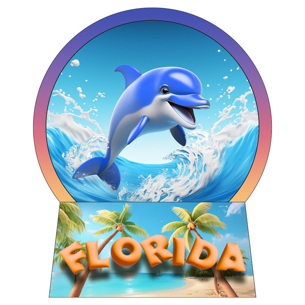 F5269 Snow Globe Magnet Dolphin FL