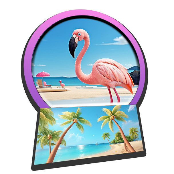 F5270 Snow Globe Magnet Flamingo