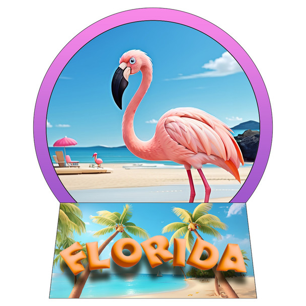 F5270 Snow Globe Magnet Flamingo FL