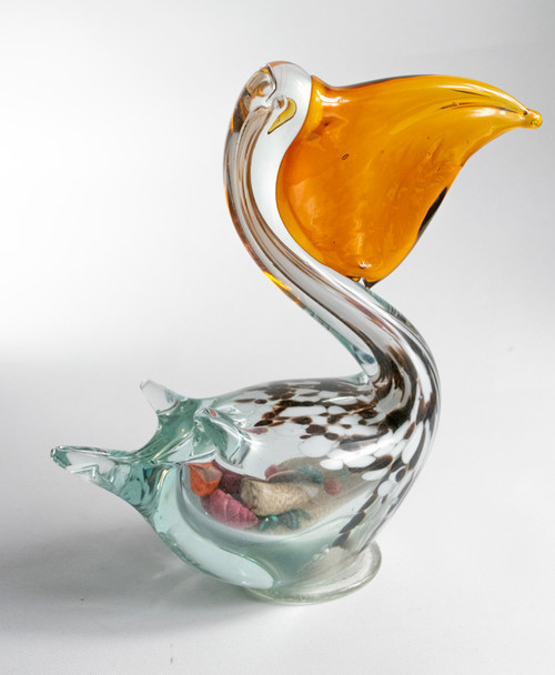 G133 Glass Pelican with sand inside
