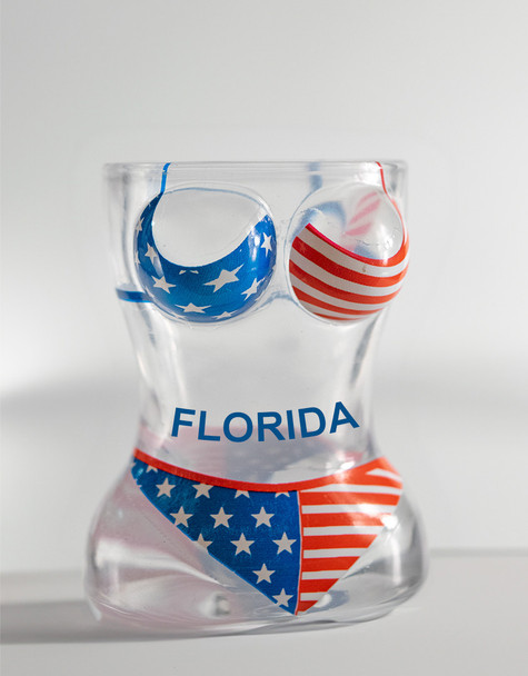 Swimsuit Shot Glass with USA Flag FL name