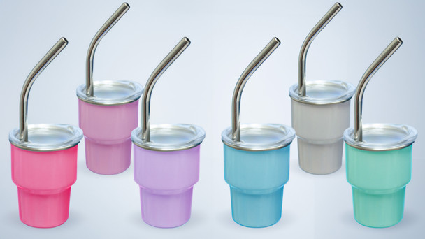 Metal Shot glass with straw