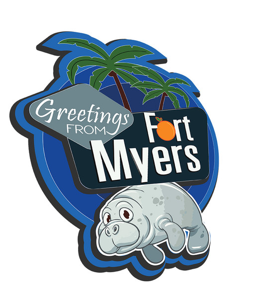 Double Epoxy Foil Manatee Magnet Fort Myers