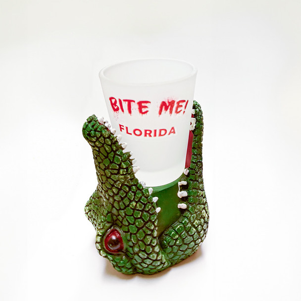 M1073 Bite Me Shot Glass Gator Florida
