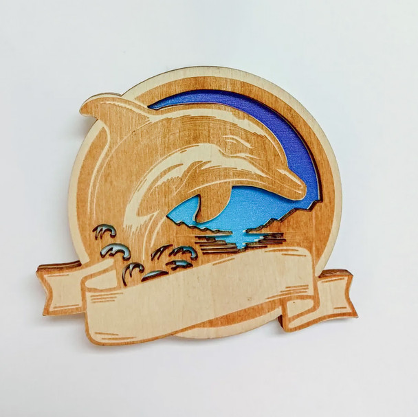 5271 Wood Magnet Dolphin