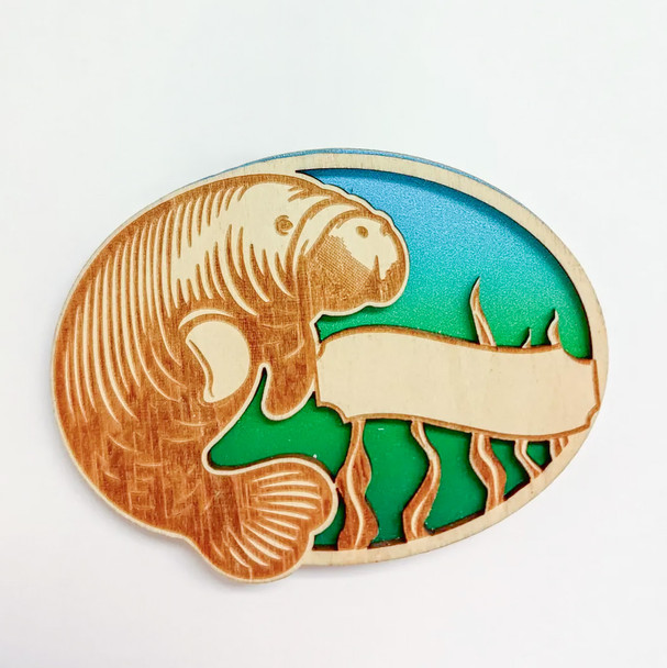 5273 Wood Magnet Manatee