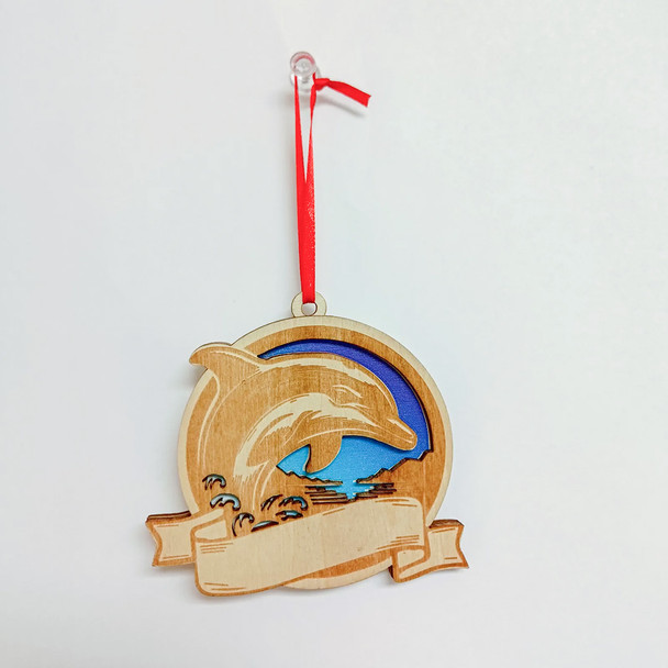 5278 Wood Ornament Dolphin