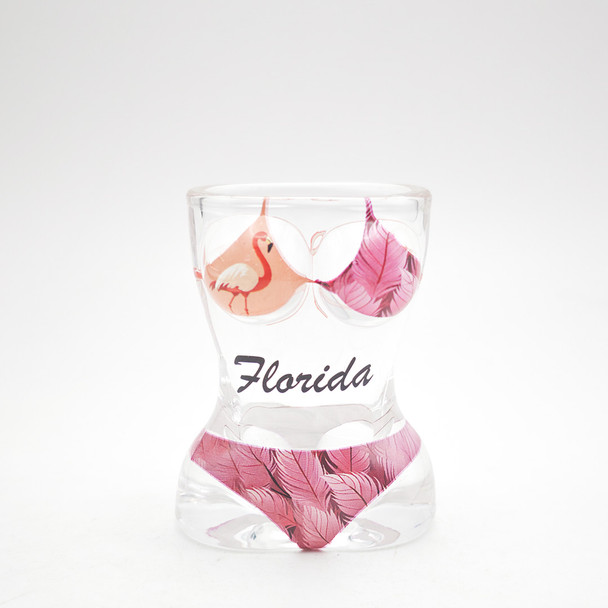 31 Glass Bathing Suit Shot Glass Flamingo FL