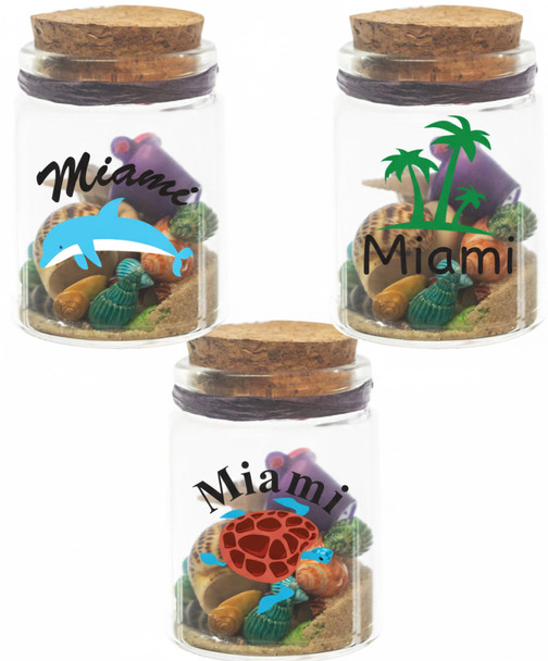 Small Bottle w/ Sand & shells no Topper 2.75 with Miami