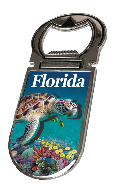 Turtle Foil Bottle Opener Magnet FL