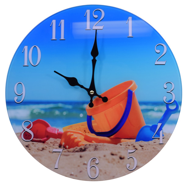 Beach Toys Glass Clock 13"