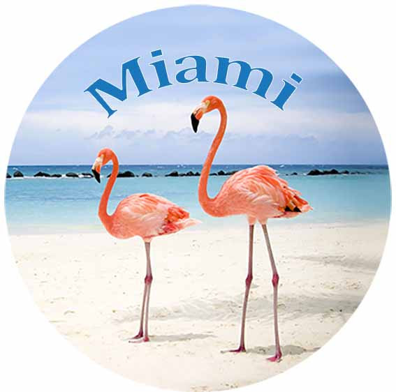 Miami Flamingo Glass Magnet 50mm