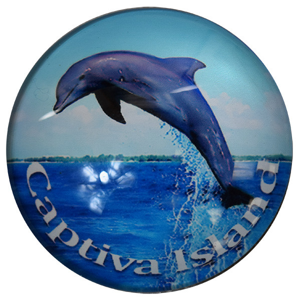 Captiva Island Manatee Glass Magnet 50mm
