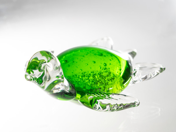 Glass Turtle 5" Green