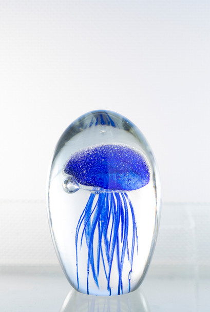 Glass Jellyfish 4 1/4?Navy Blue