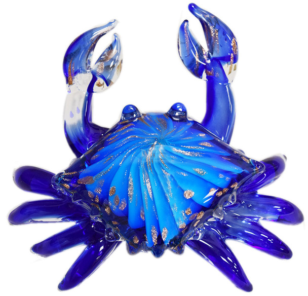 Glass Blue Crab 8 1/2"