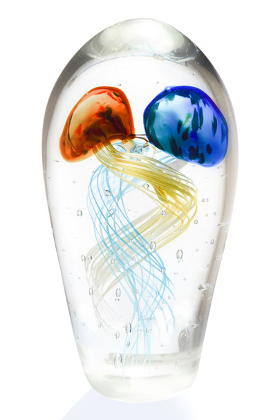 Glass Jellyfish BL/YEL 12"