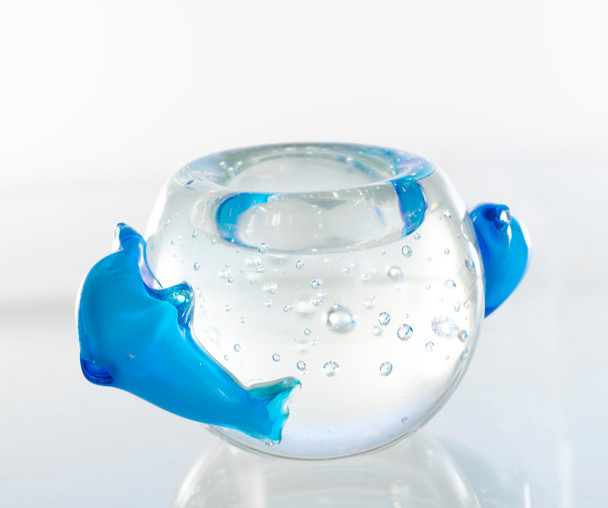 Glass Dolphin Tea Light Holder 3"