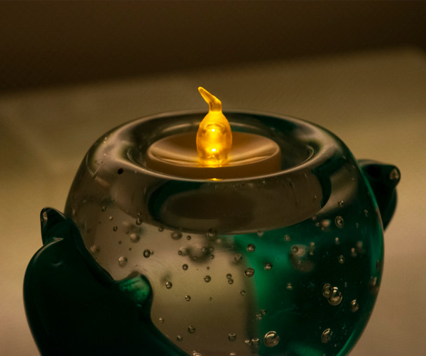Glass Dolphin Tea Light Holder 3"