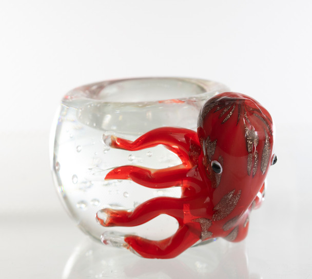 Glass Octopus Tea Light Holder 3"