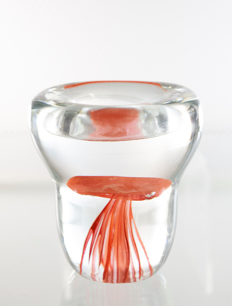 Dark Red Glass Jellyfish Tea Light Holder 4"