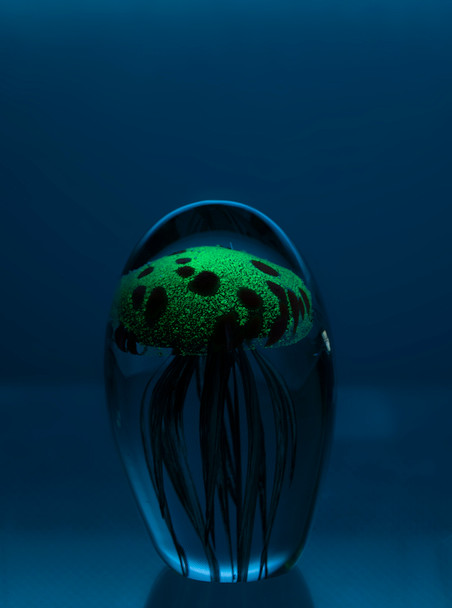 Blue/Orange Glass Jellyfish  4 1/4?