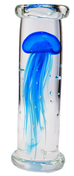 Blue Glass Jellyfish Tube 8 3/4"