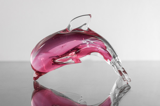 Pink Glass Dolphin 4"