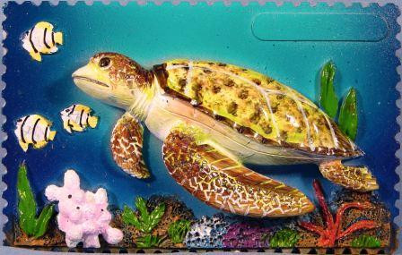 Sea Turtle Stamp Magnet 3"