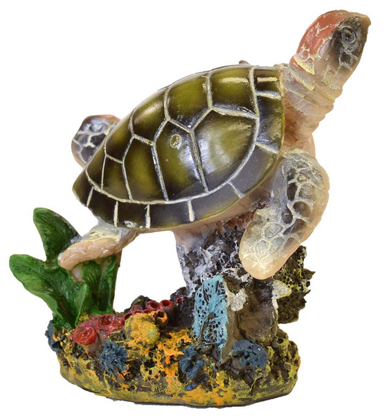Sea Turtle w/ Coral Figurine 4"