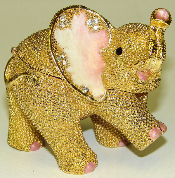 Jeweled "Gold Elephant" Box 2 3/4"