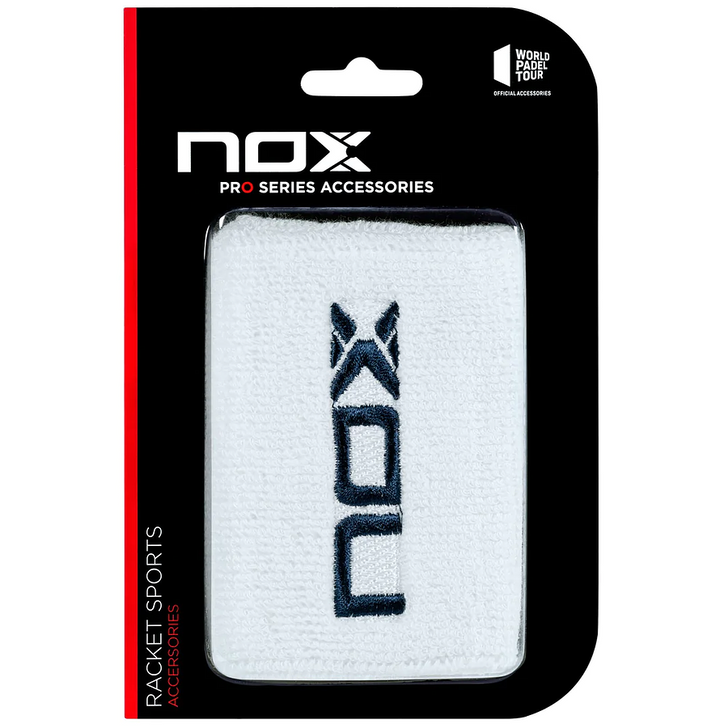 Muñequera Nox Blanca logo Azul Marino X2