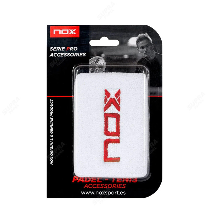 Muñequera Nox Blanca logo Rojo X2