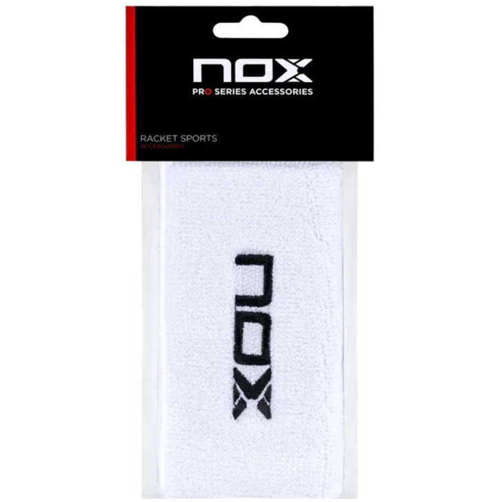 Muñequera Nox Larga Blanca Logo Negro x2