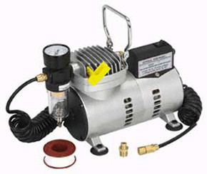 Central Pneumatic OilLess Airbrush Compressor w/Gauge & Filter