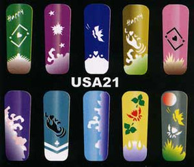 Airbrush Nail Stencil - USA21