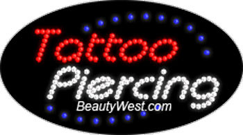 Electric Flashing & Chasing LED Sign: Tattoo Piercing