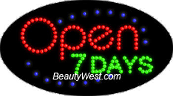 Electric Flashing & Chasing LED Sign: Open 7 Days