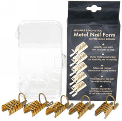 Reusable Aluminum Nail Form - Gold Glitter Design