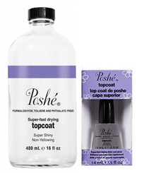 Poshe Super-Fast Drying Top Coat - Refill 16 fl oz with FREE .5 fl oz