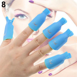 Professional Reusable Plastic Gel Polish Soak Off Remover Wrap Clip Cap - BLUE 10pc