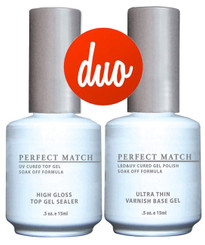 LeChat Perfect Match Ultra Thin Varnish Base Gel & High Gloss Top Gel Sealer - .5oz