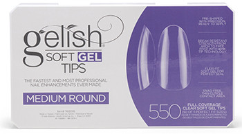 Nail Harmony Gelish Soft Gel Tips Medium Round - 550ct