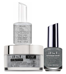 ibd Gel & Dip & Lacquer Trio Set Silver Lites