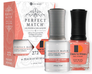 LeChat Perfect Match Gel Polish & Nail Lacquer Peach Of My Heart - .5oz