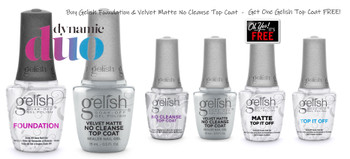 Gelish Foundation + Gelish Velvet Matte No Cleanse Top Coat + FREE Gelish Top Coat of Your Choice