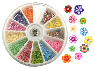 Fimo Nail Art Polymer Sliced Clay Canes - Assorted Flowers 240/pk