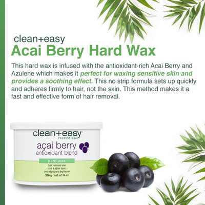 Clean + Easy Acai Berry Full Body Hard Wax - 14oz